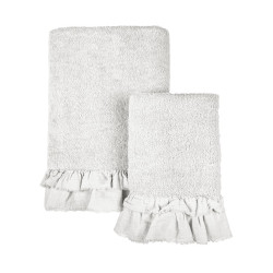 Coppia spugna con gala voile bianco, Blanc Mariclo