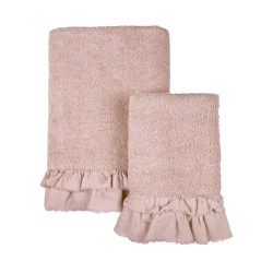 Coppia spugna con gala voile rosa, Blanc Mariclo