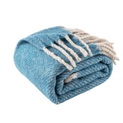 Plaid con frange azzurro in poliestere di Blanc Mariclo