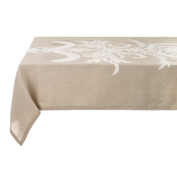 Tovaglia misto lino "Dentelle" Blanc Mariclò, 160x280 cm