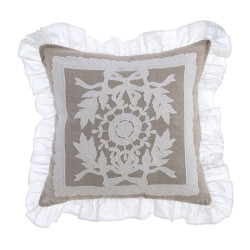 Cuscino arredo 50x50 cm, Ricamo di cotone, Blanc Mariclò