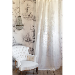 Tenda misto lino, bianco, con rosone 140x290 cm, Blanc Mariclò