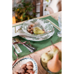 Blanc Mariclò - Servizio piatti 6 posti tavola, 18 pezzi deco verde (6x piano/fondo/frutta)