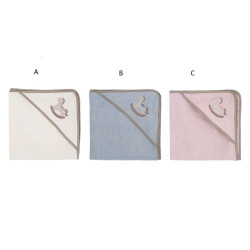 Triangolo di spugna in cotone color rosa con cavallino di Blanc Mariclo