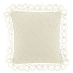 Cuscino con gale e pizzo color Naturale in microfibra di Blanc Mariclo