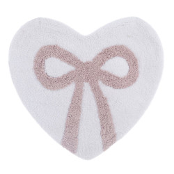 Tappeto a forma di cuore con fiocco in cotone-poly di Blanc Mariclo