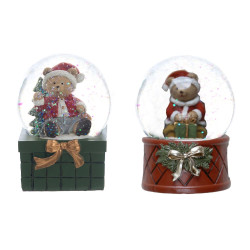 Decorazione di natale a forma di orso color verde in sfera d'acqua di Blanc Mariclo