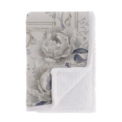 Plaid sherpa con peonie da 280 gsm di Blanc Mariclo, 160x220 cm