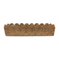 Cesto in rattan con smerlo, Blanc Mariclò, 50x13x12 cm