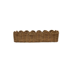 Cesto in rattan con smerlo, Blanc Mariclò, 41x10x11 cm