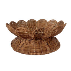 Cesto in rattan con smerlo e piede, Blanc Mariclò, 35x14 cm