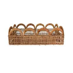 Cesto rattan con smerlo, Blanc Mariclò, 51x32x15