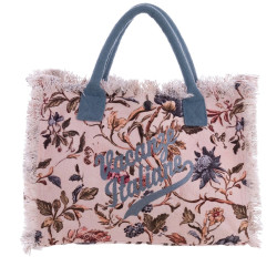 Borsa tessuto fiorato, Blanc Mariclò, 35x25x14 cm