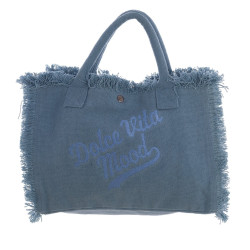Borsa tessuto azzurro, Blanc Mariclò, 35x25x14 cm