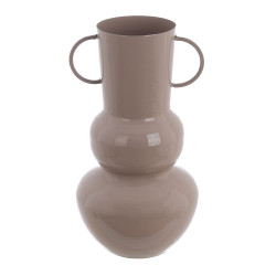 Vaso decorativo in metallo beige, Blanc Mariclò, h 30cm