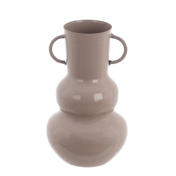 Vaso decorativo in metallo beige, Blanc Mariclò, h 20cm