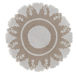 Tovaglia americana "Brezza di Sangallo", Blanc Mariclò, diametro 45 cm