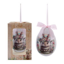 Uovo di Pasqua deco in box, Blanc Mariclò, 8,5x14 cm