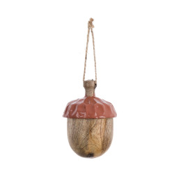 Ghianda Decorativa Pendente in Legno di Mango H9x6 cm, Blanc Mariclò