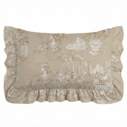 Copriguanciali set 2pz con volant, Toile du Borgo Blanc Mariclo, 50x80 cm, Beige