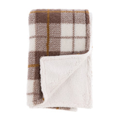 Plaid sherpa tartan beige, Blanc Mariclò, 140x170 cm