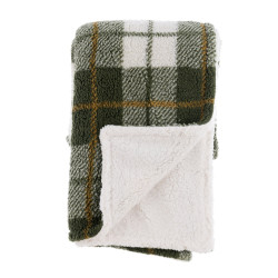 Plaid sherpa tartan verde, Blanc Mariclò, 140x170 cm