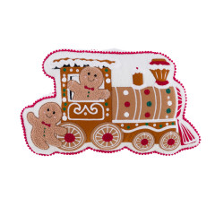 Cuscino Sagomato "Trenino di Pan di Zenzero", 53x33x10 cm, Blanc Mariclò