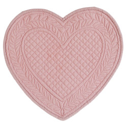 Tovaglietta Americana a Cuore Trapuntata "Carmen" Rosa 42x42 cm, Blanc Mariclò