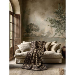 Plaid lana cotta fantasia fiori bordeaux Blanc Mariclò 160x200 cm