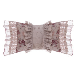 Cuscino arredo fantasia "Sogni in fiore", con volant, 35x50 cm, 100% cotone, Blanc Mariclò