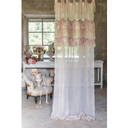 Tenda arredo "Sogni in fiore", con volant 140x290 cm, 100% cotone, Blanc Mariclò