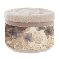 Cestino con 3 lavette beige, Blanc Mariclò