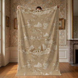 Plaid Toile du Borgo Blanc Mariclo, 170x140 cm, Beige