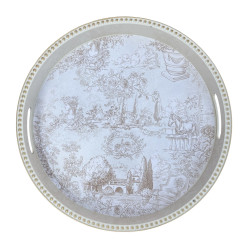 Vassoio Tondo "Toile du Borg" D39,5 cm, Blanc Mariclò