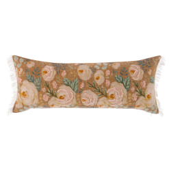 Cuscino d'Arredo Rettangolare Stampato e Ricamato "Bloom" 35x90 cm, Blanc Mariclò
