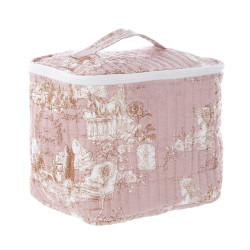 Beauty case in cotone della collezione "Toile du Borg" (19x16x16 cm), Blanc Mariclò