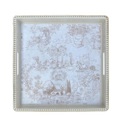Vassoio Quadrato "Toile du Borg" 35x35 cm, Blanc Mariclò
