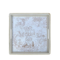Vassoio Quadrato "Toile du Borg" 29x29 cm, Blanc Mariclò