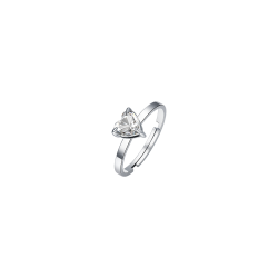 Anello donna in acciaio con cuore e cristallo bianco Luca Barra