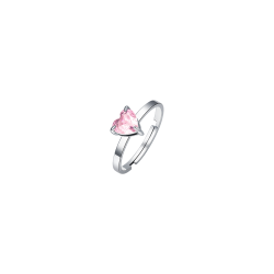 Anello donna in acciaio con cuore e cristallo rosa Luca Barra