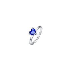 Anello donna in acciaio con cuore e cristallo blu Luca Barra