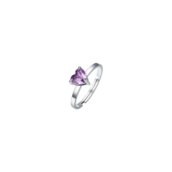 Anello donna in acciaio con cuore e cristallo viola Luca Barra