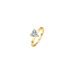 Anello donna in acciaio color oro con cuore e cristallo bianco Luca Barra