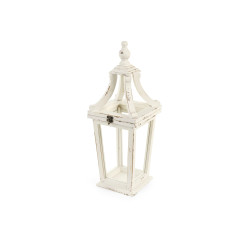 Lanterna in legno bianco shabby, Nuvole di Stoffa 17x17xh33 cm