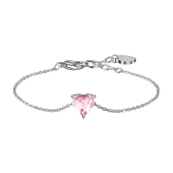 Bracciale in acciaio con cuore e cristallo rosa Luca Barra