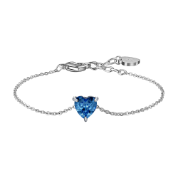 Bracciale donna in acciaio con cuore e cristallo blu Luca Barra