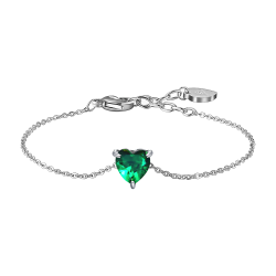 Bracciale donna in acciaio con cuore e cristallo verde Luca Barra