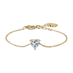 Bracciale donna in acciaio color oro con cuore e cristallo bianco Luca Barra
