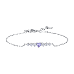 Bracciale donna in acciaio con cuore viola e cristallo bianco Luca Barra