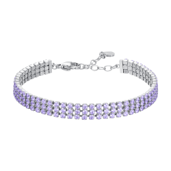 Bracciale tennis donna in acciaio con zirconi viola di Luca Barra